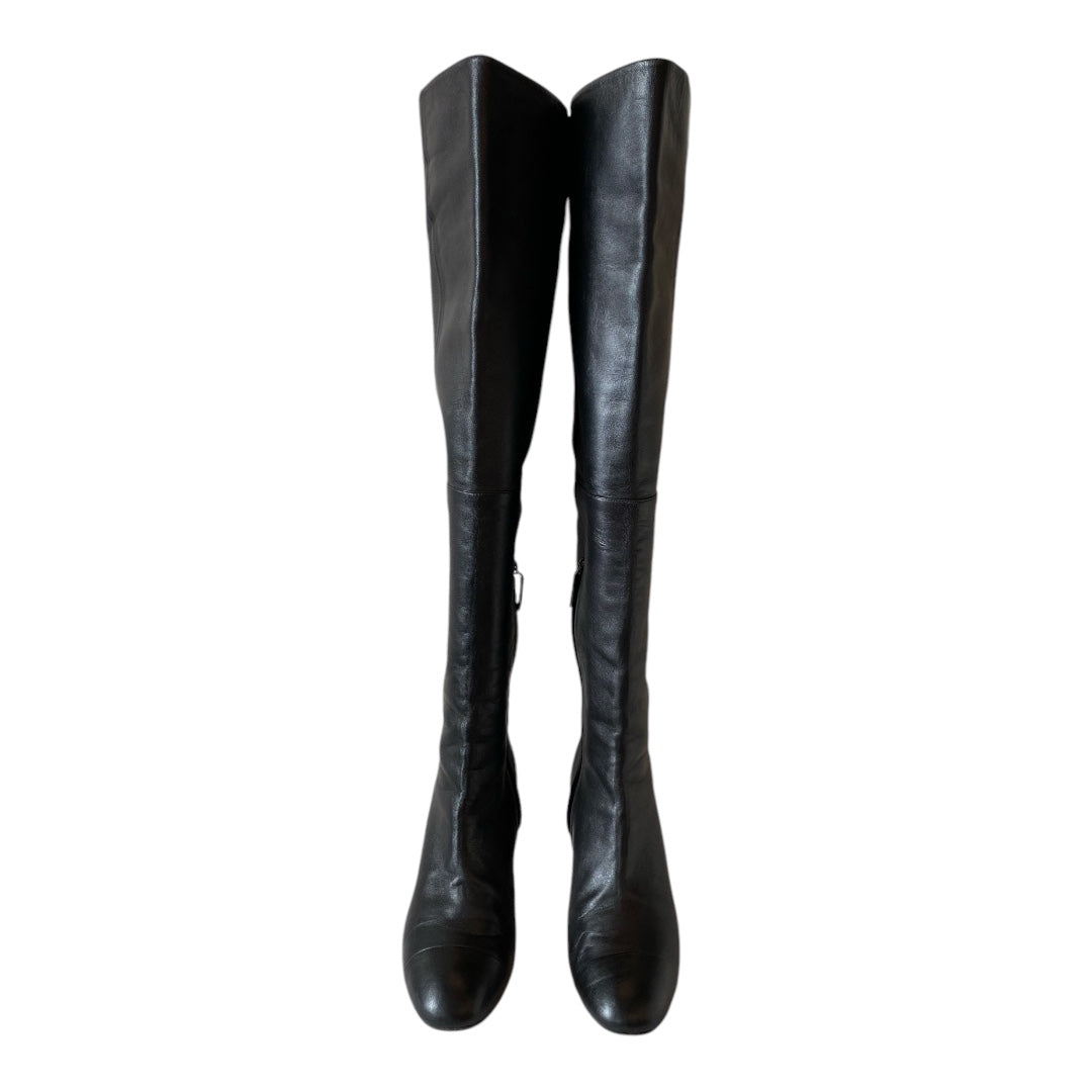 CHANEL CC Leather Over The Knee Boots Size 40C