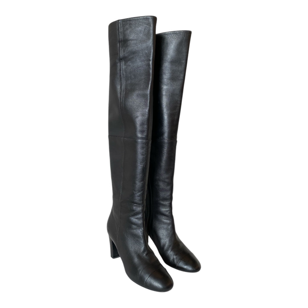 CHANEL CC Leather Over The Knee Boots Size 40C