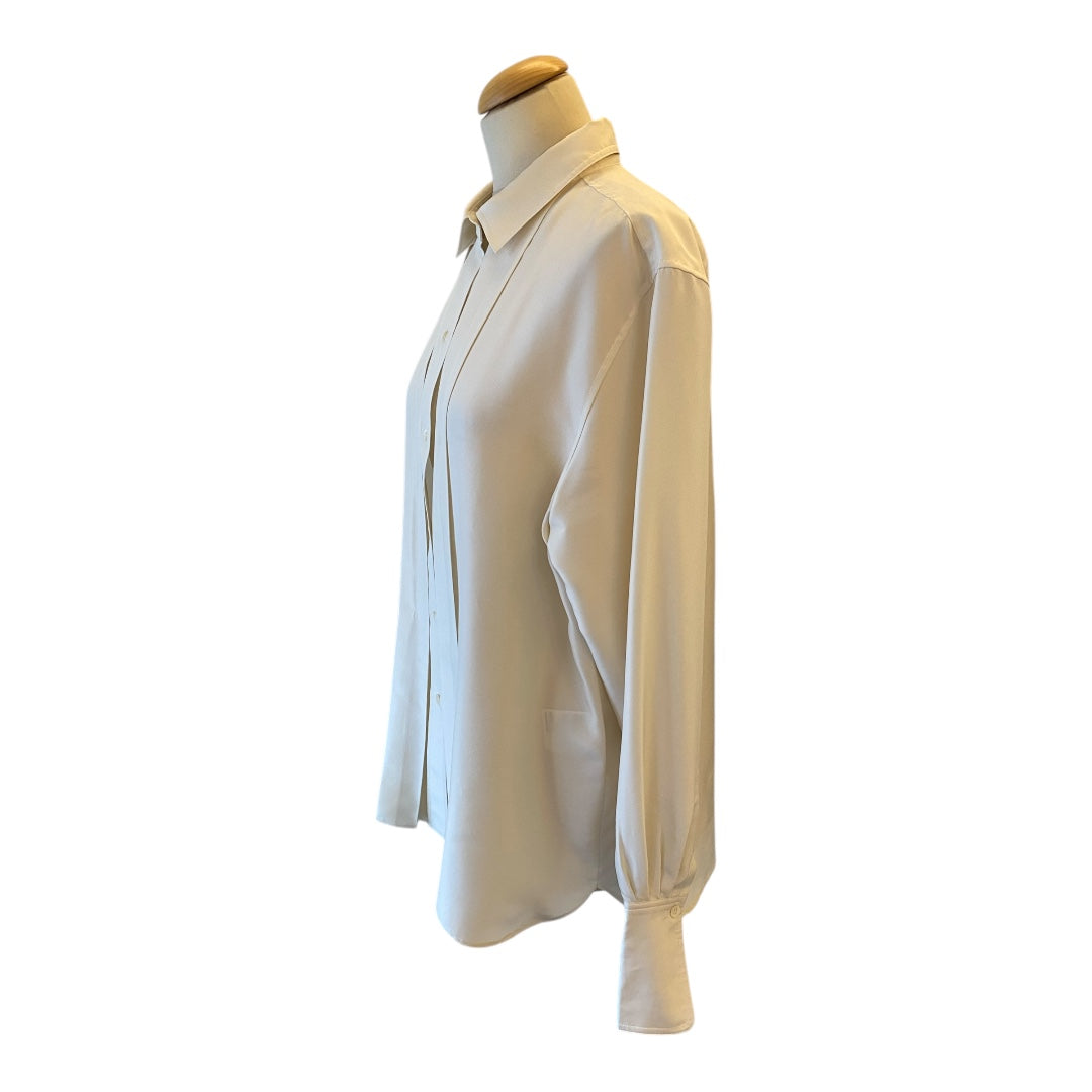 TOTÊME Off-White Pleated Silk Shirt Size 38