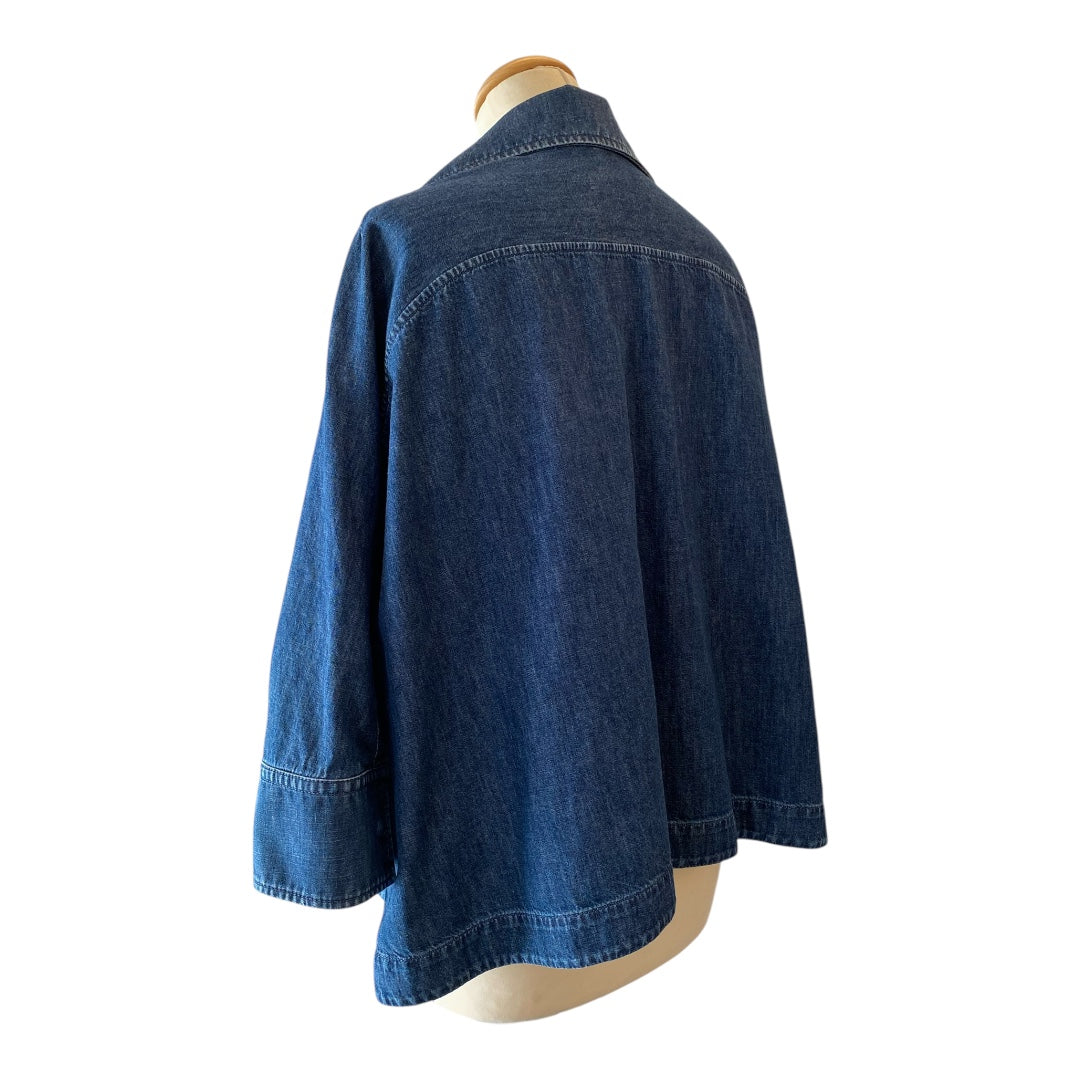 VALENTINO V-logo Denim Chambray Kaftan Shirt Size IT 40