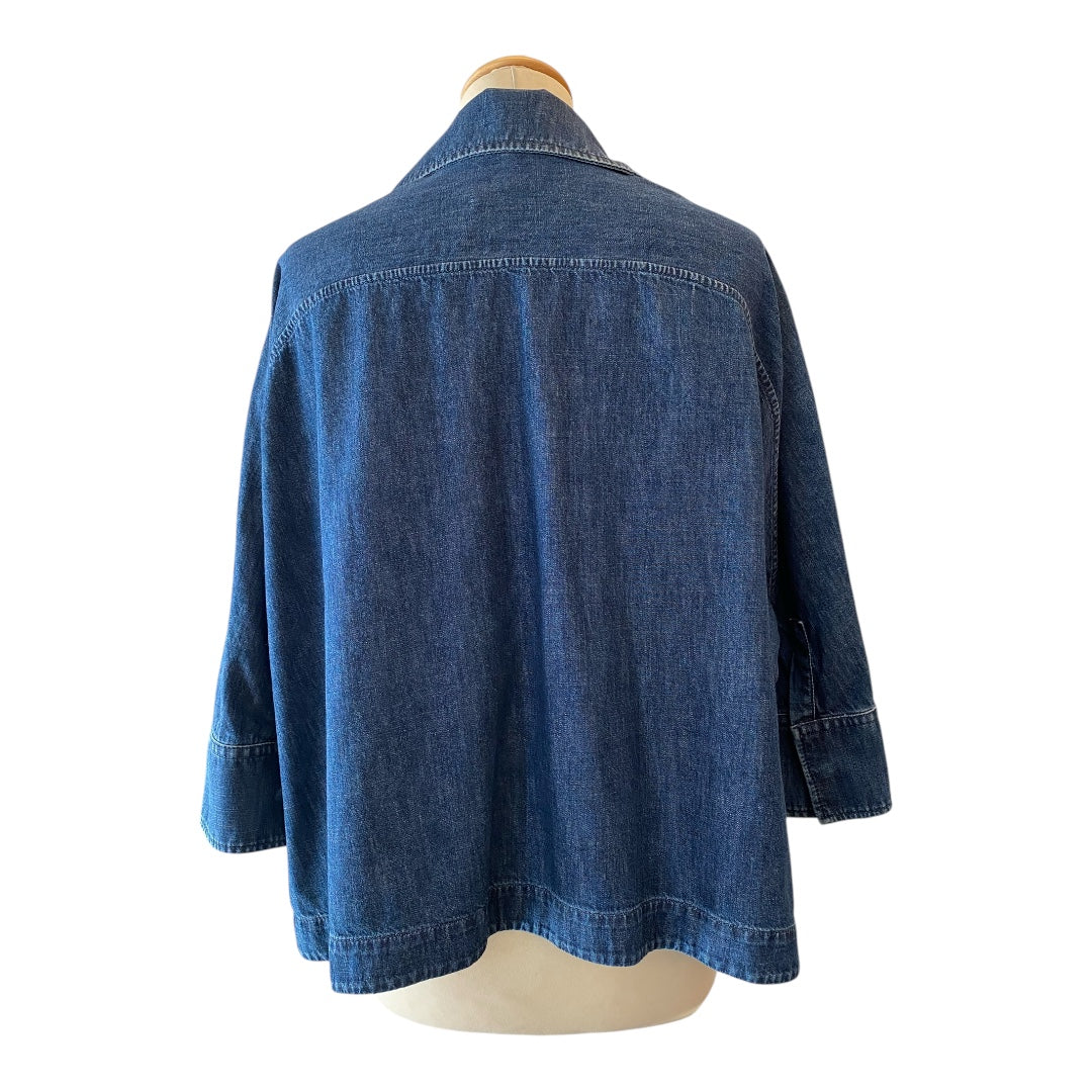 VALENTINO V-logo Denim Chambray Kaftan Shirt Size IT 40