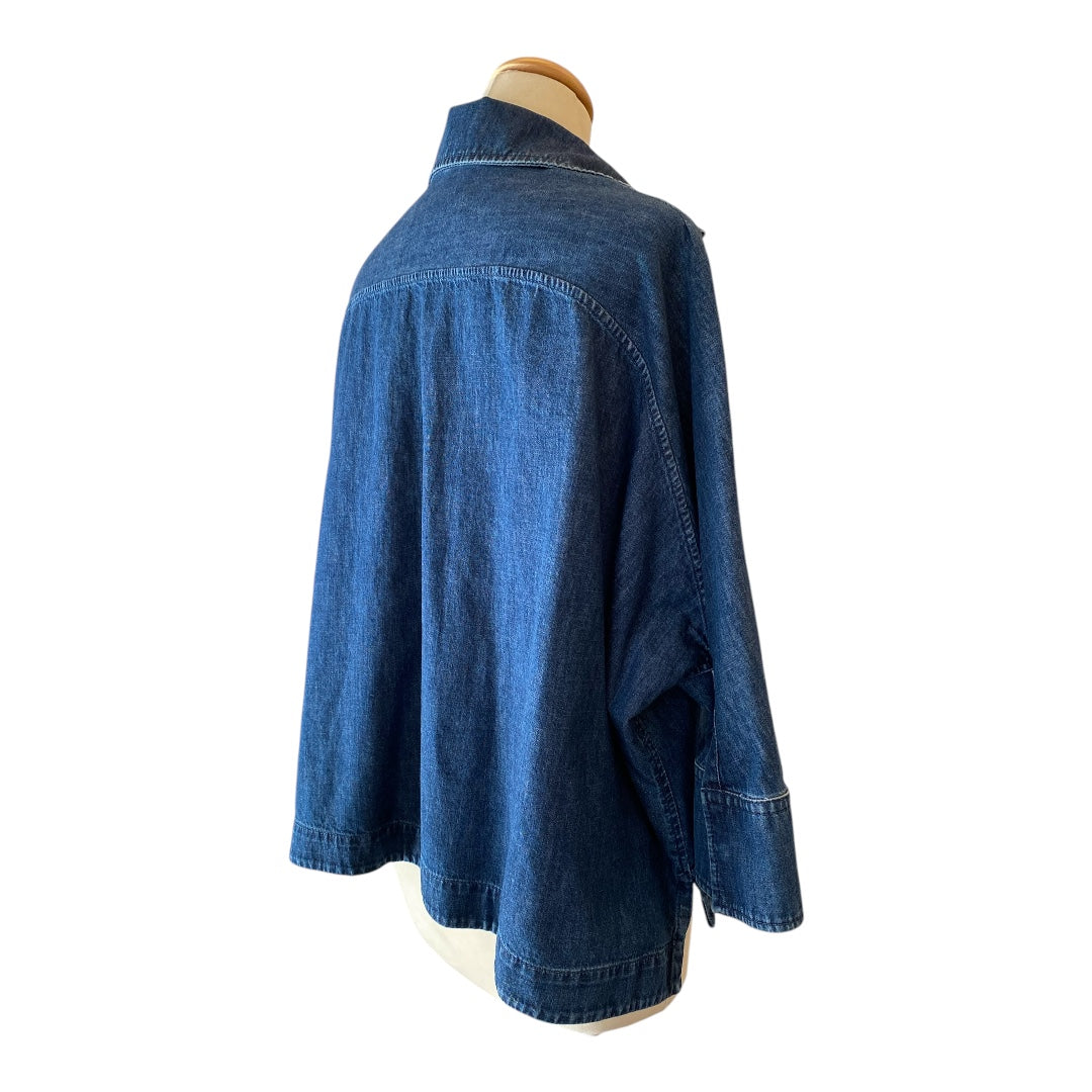 VALENTINO V-logo Denim Chambray Kaftan Shirt Size IT 40
