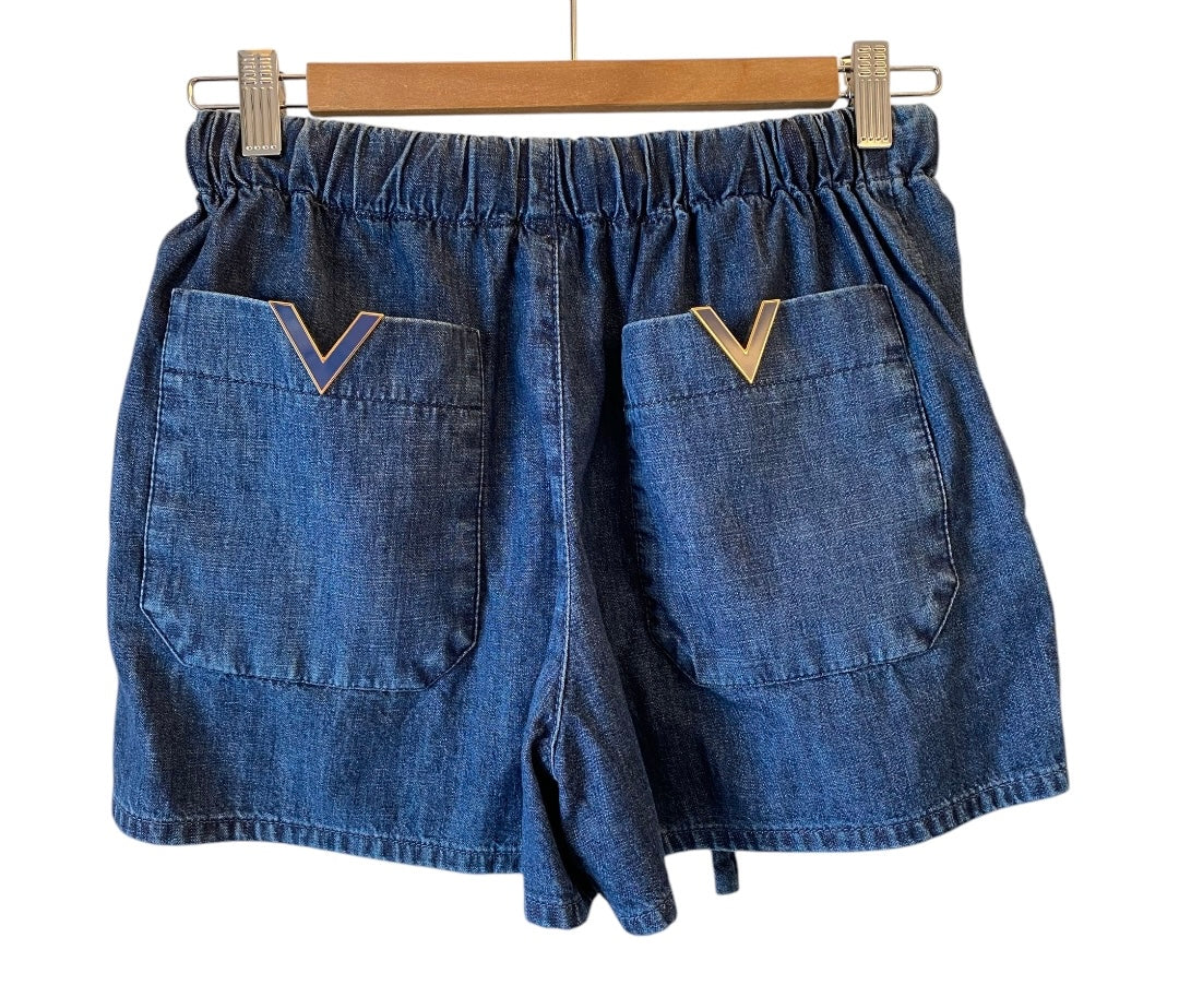 VALENTINO V-Logo Denim Shorts Size IT 40