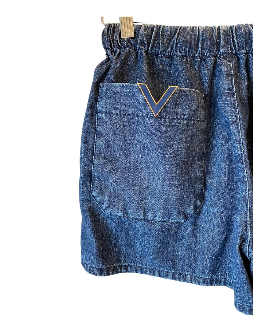 VALENTINO V-Logo Denim Shorts Size IT 40