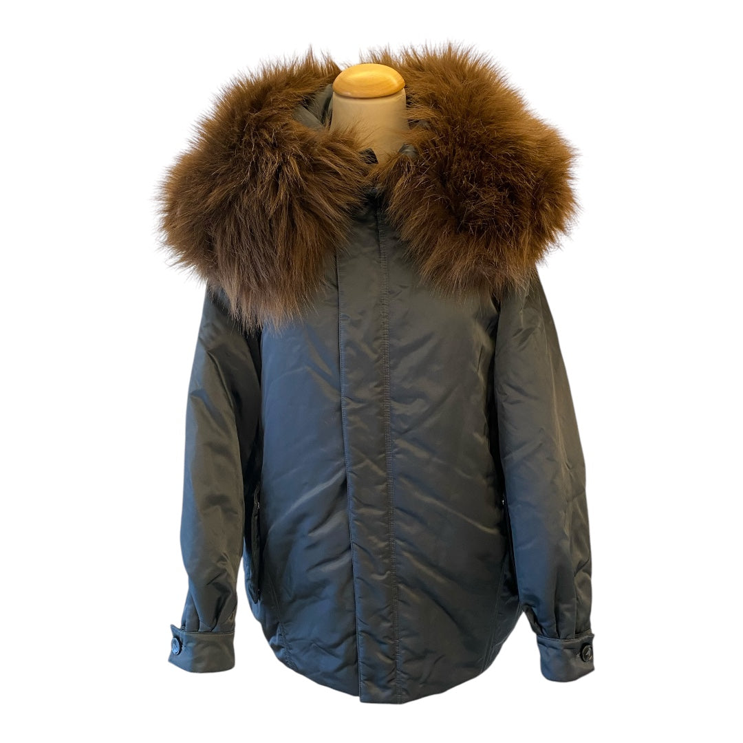 ALAÏA Fur-Embellished Maxi Bomber Jacket Size 38
