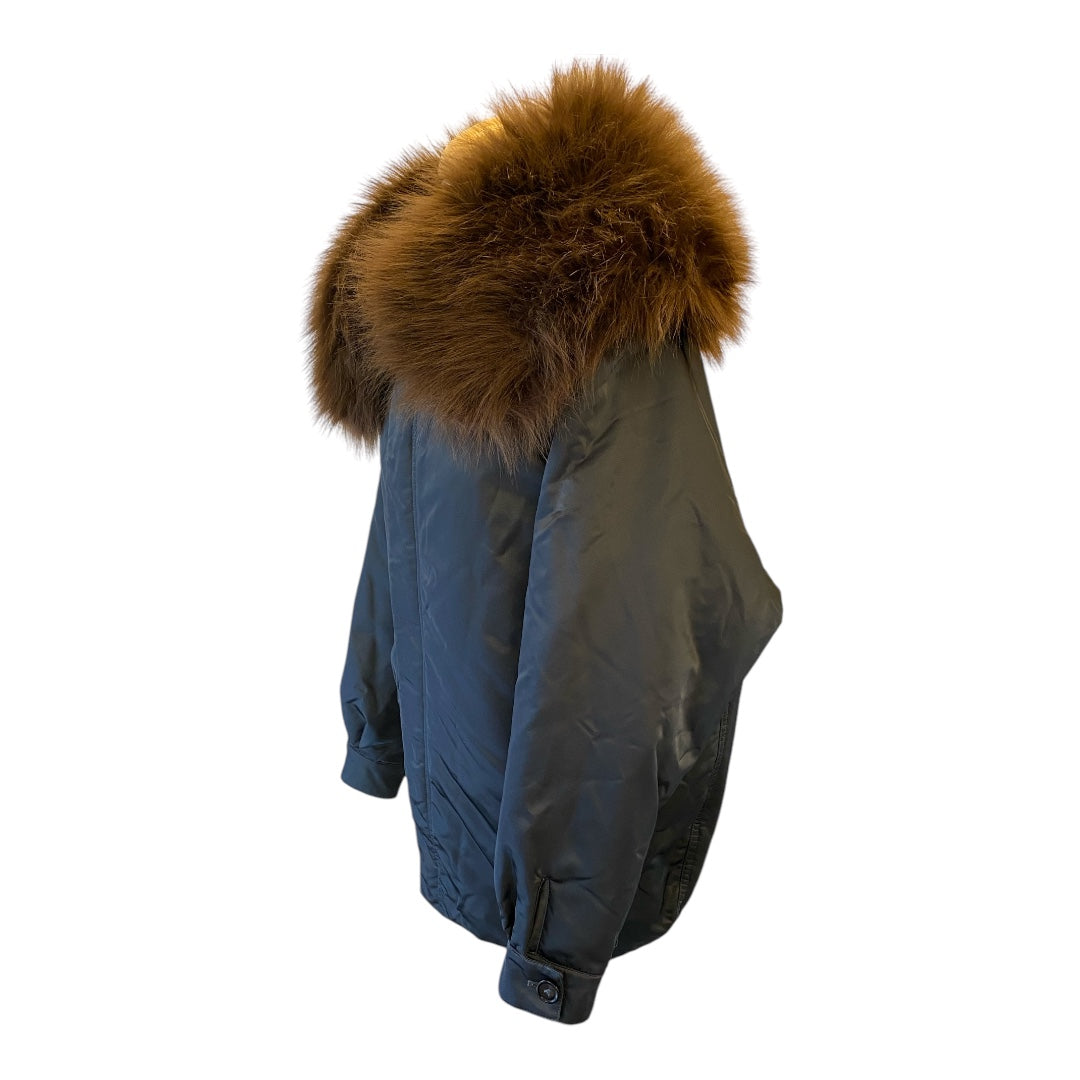ALAÏA Fur-Embellished Maxi Bomber Jacket Size 38