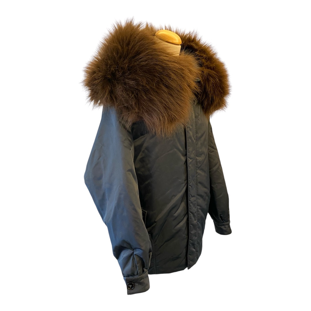 ALAÏA Fur-Embellished Maxi Bomber Jacket Size 38