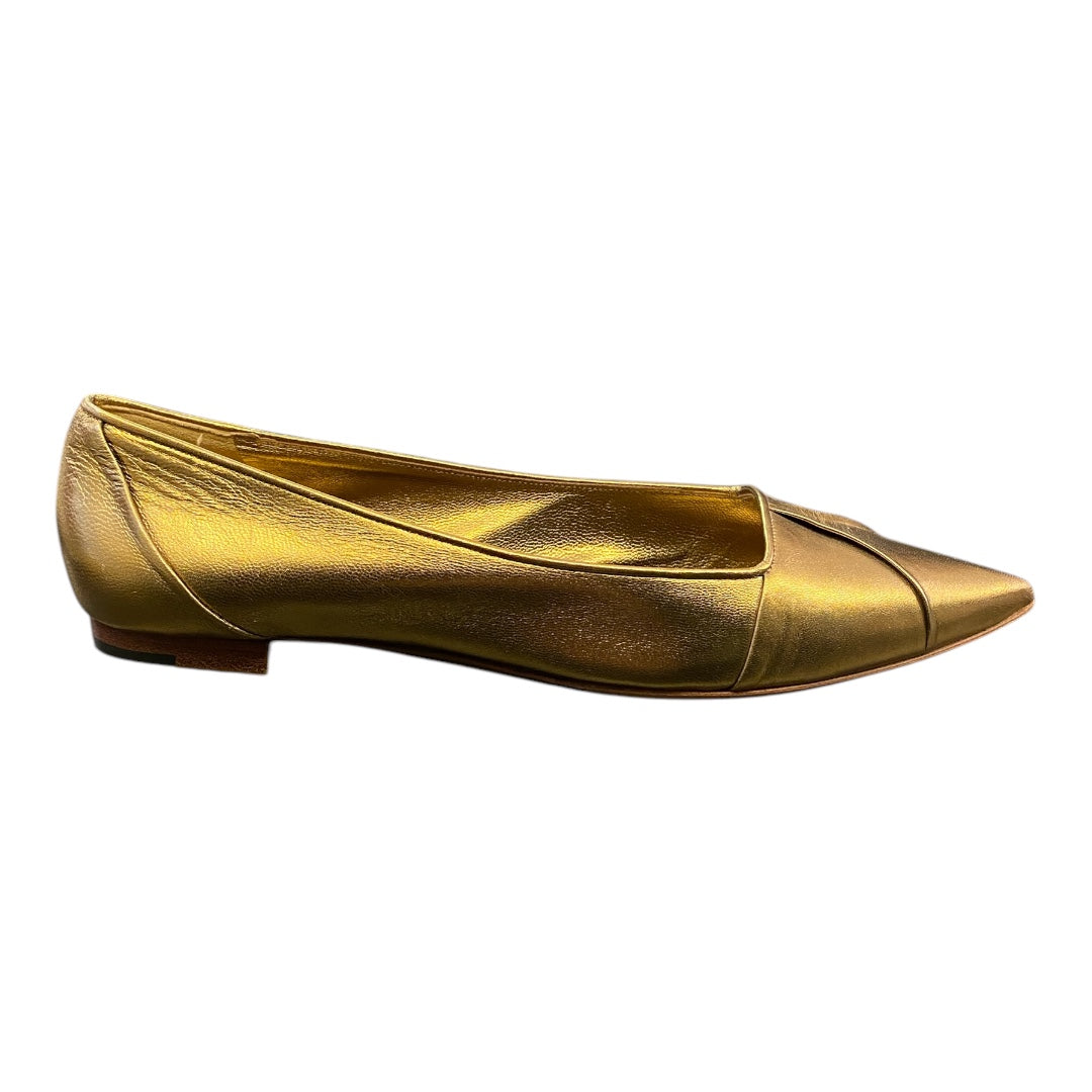 GUCCI Gold Leather Pointed Toe Flats Size 38,5C