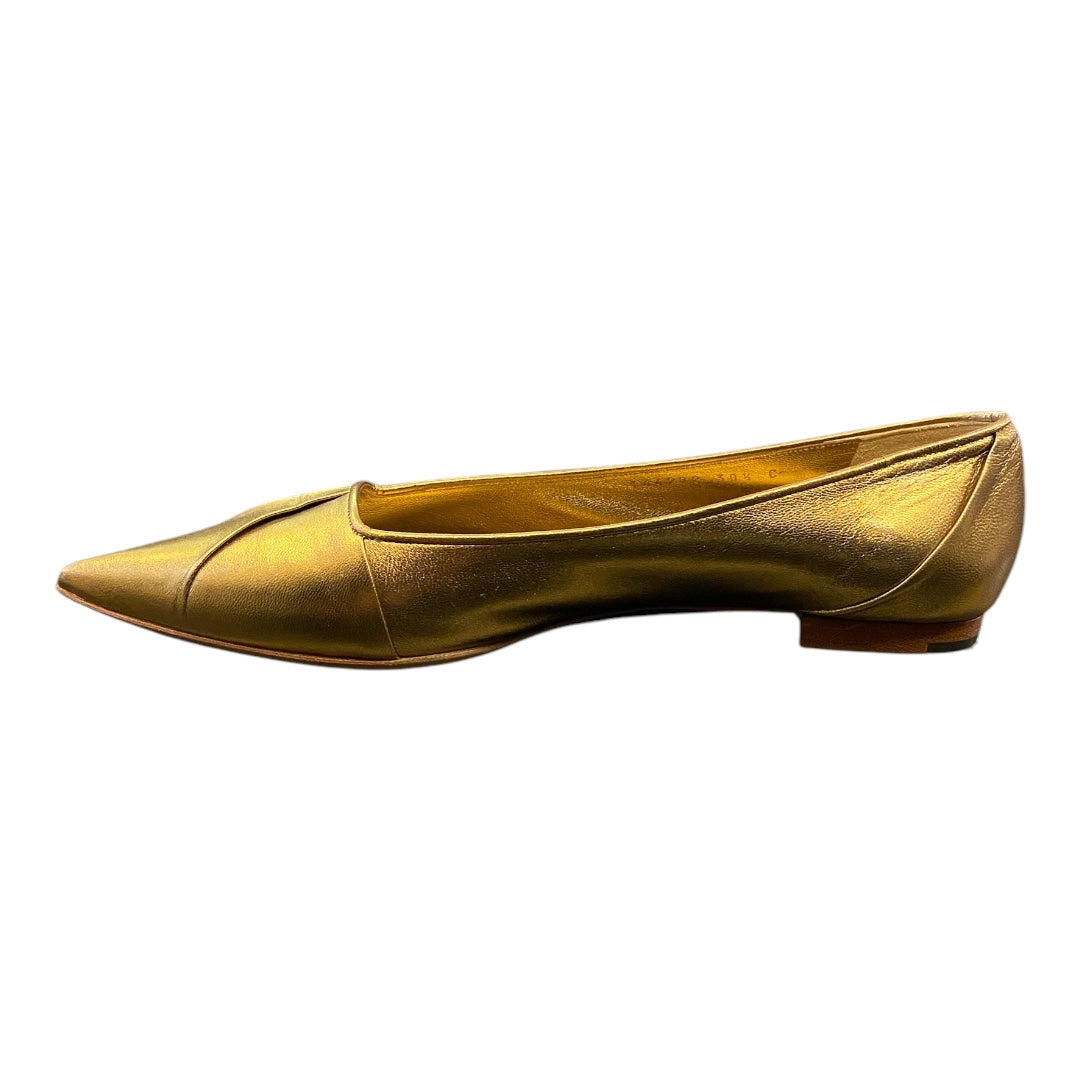 GUCCI Gold Leather Pointed Toe Flats Size 38,5C