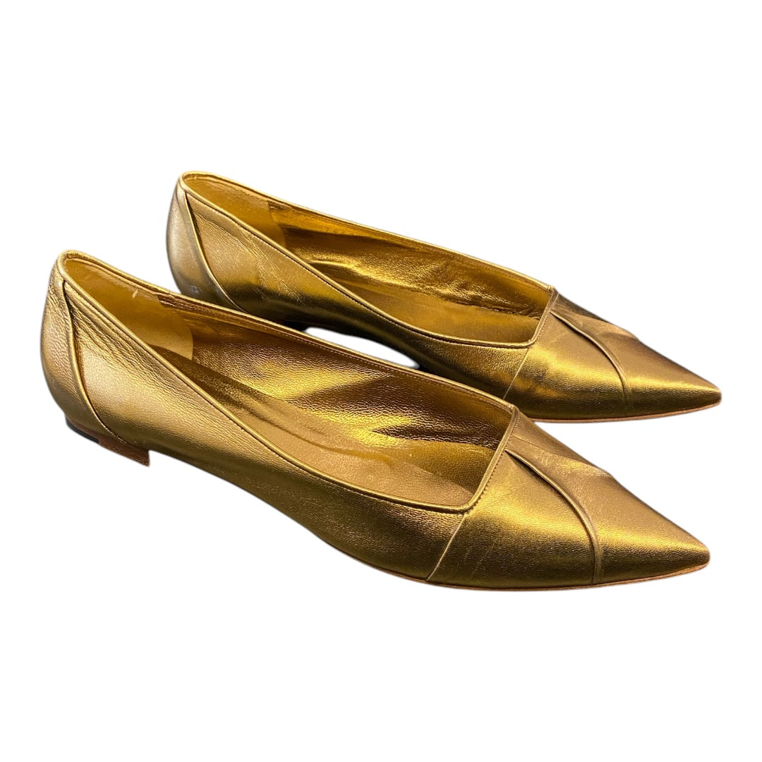 GUCCI Gold Leather Pointed Toe Flats Size 38,5C