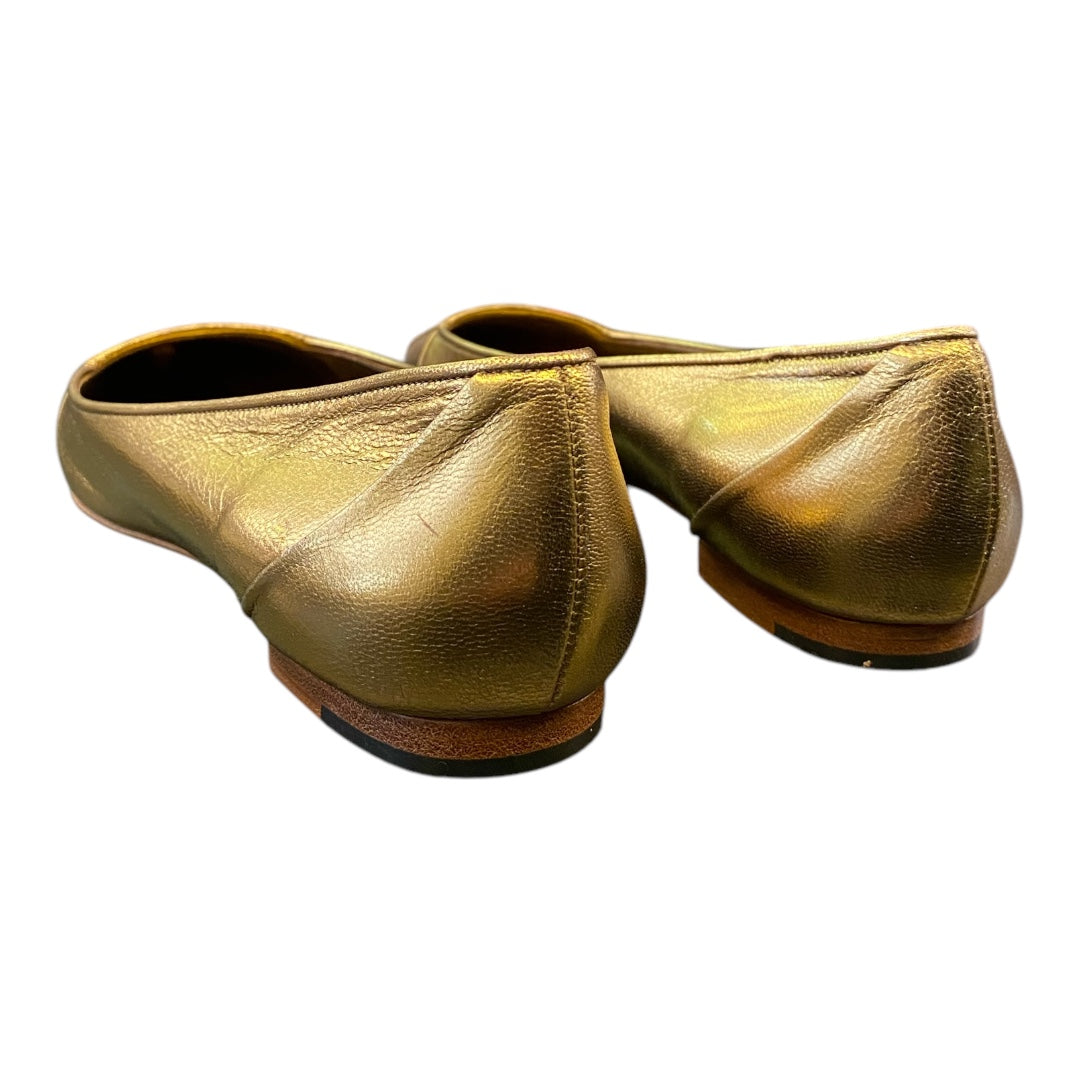 GUCCI Gold Leather Pointed Toe Flats Size 38,5C