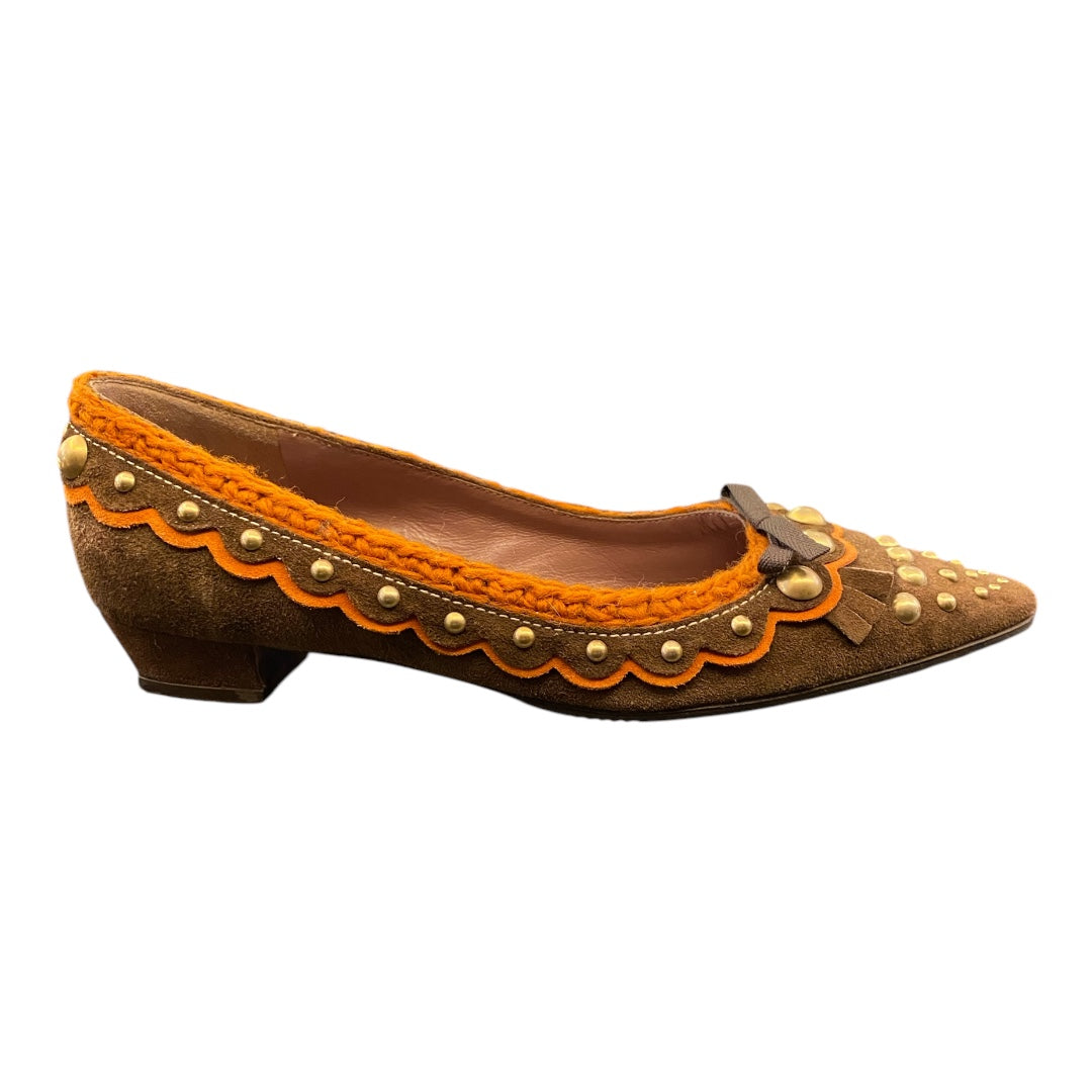 MIU MIU Suede Studded Ballet Flats Size 38,5