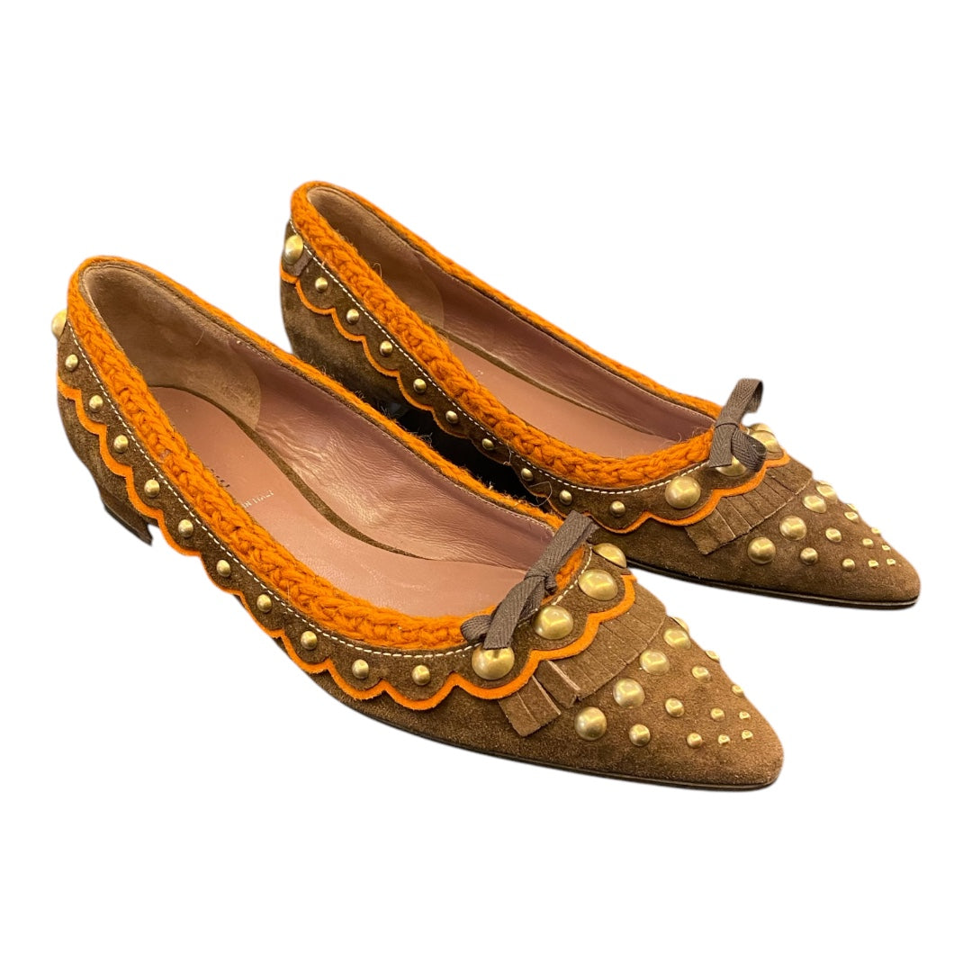 MIU MIU Suede Studded Ballet Flats Size 38,5