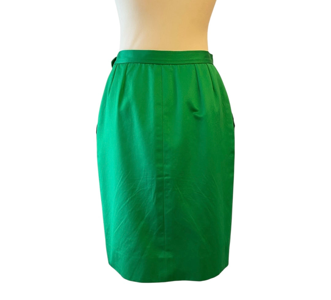 YVES SAINT LAURENT Green Cotton Skirt Size Fr 42