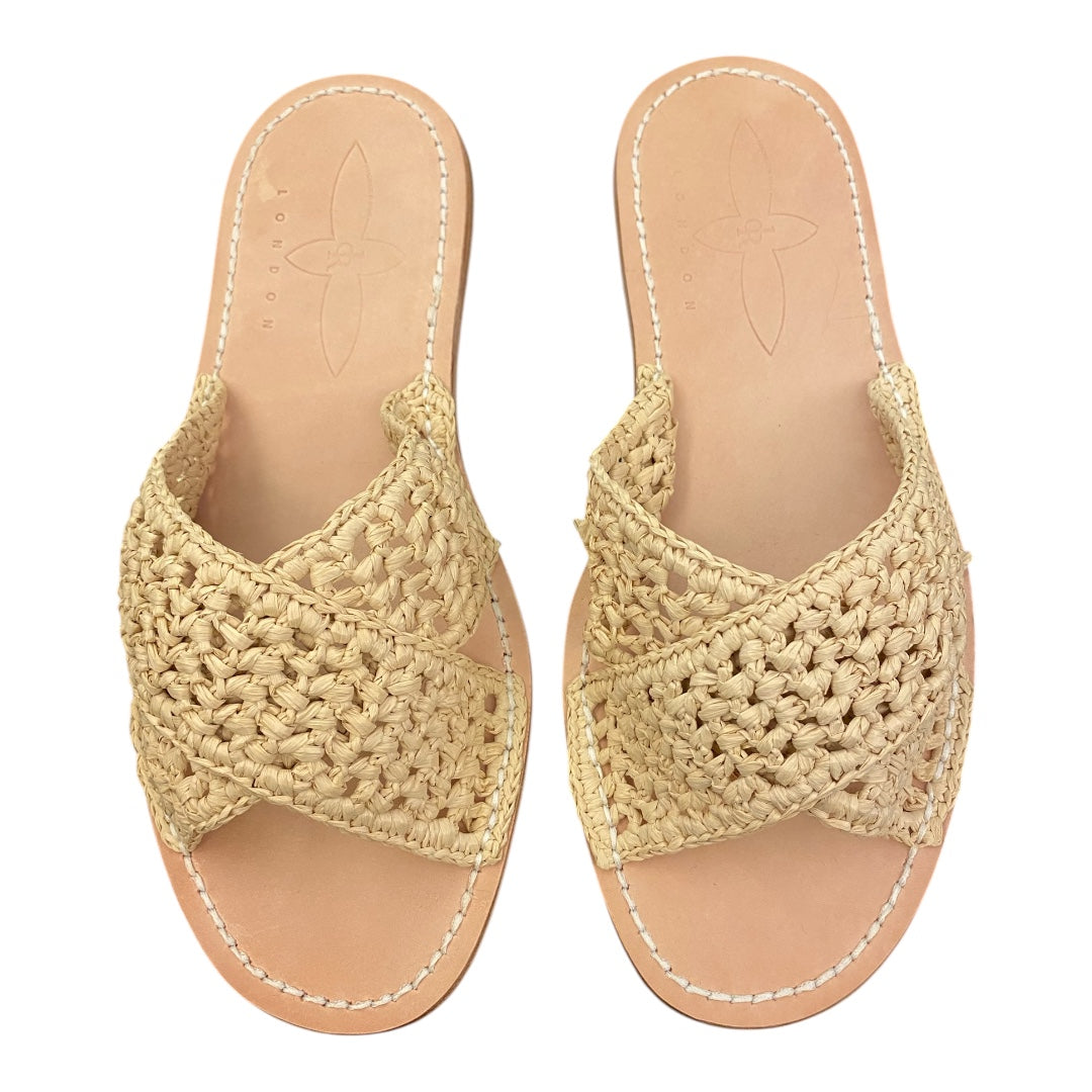 DEL RIO LONDON Tarifa Rafia Nude Sandals Size 41