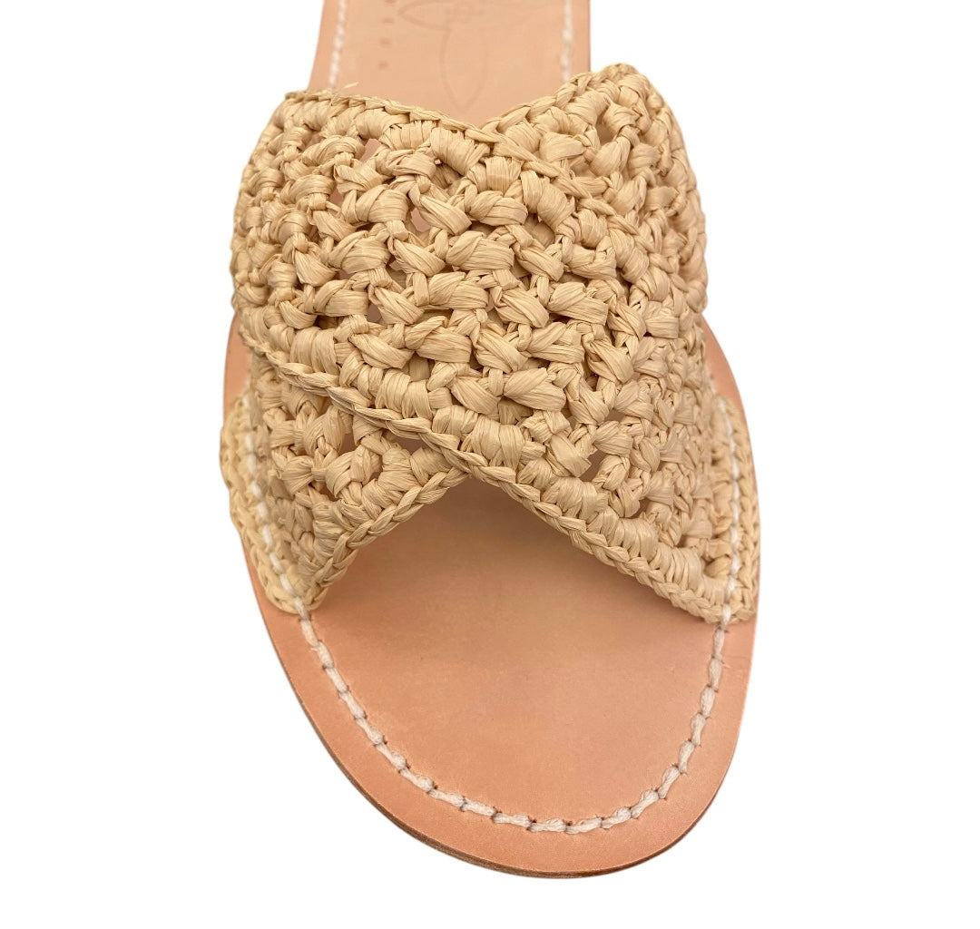 DEL RIO LONDON Tarifa Rafia Nude Sandals Size 41