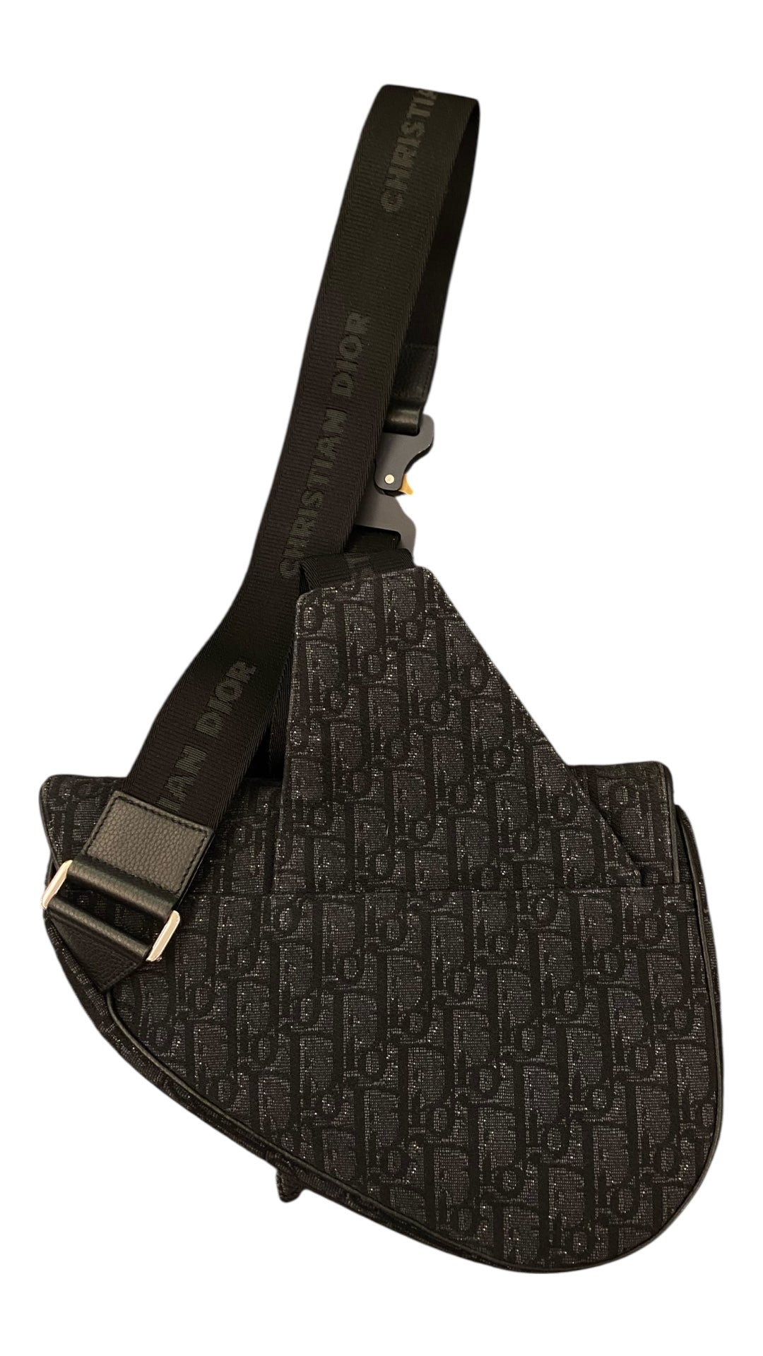 CHRISTIAN DIOR Black Oblique Jacquard Saddle Bag