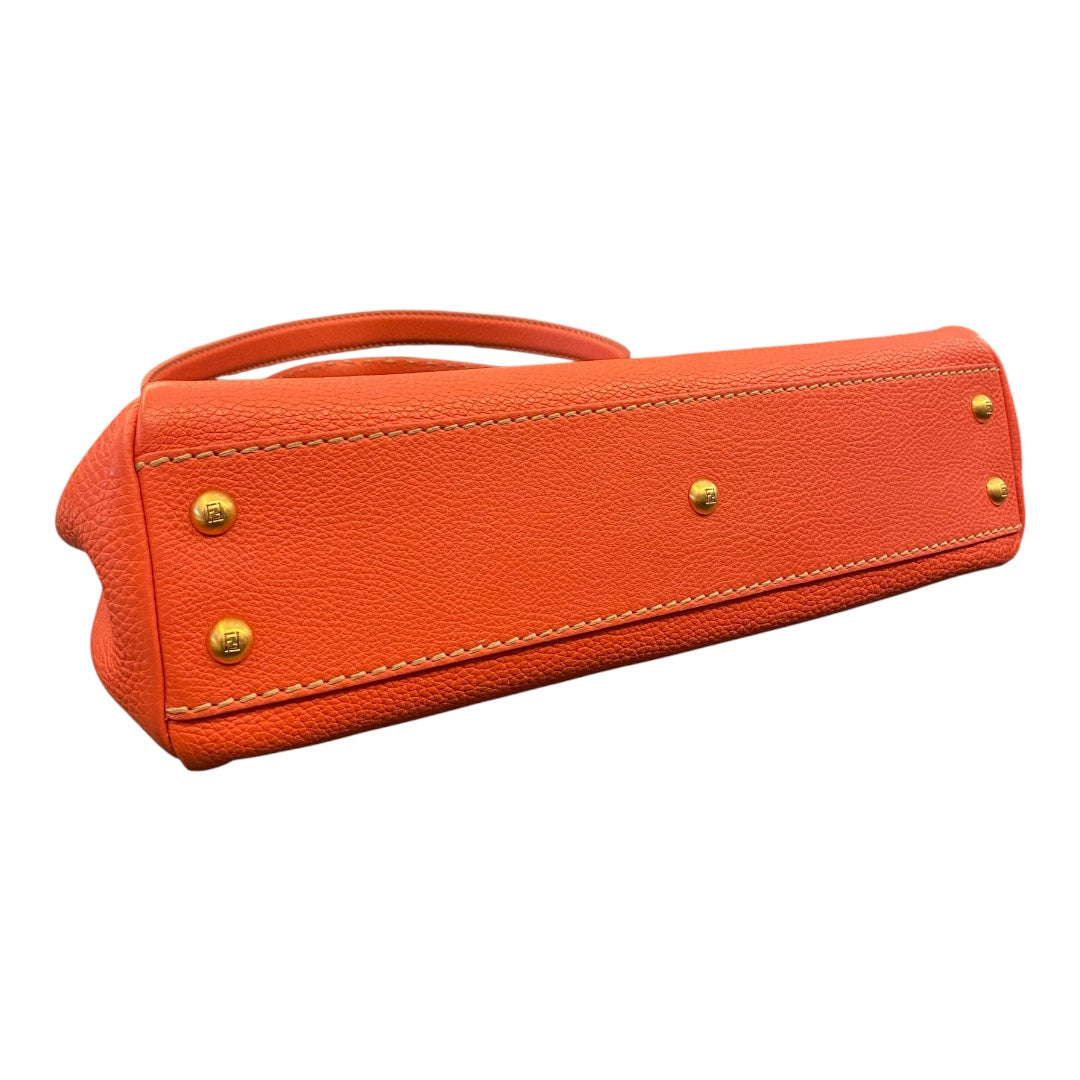 FENDI Coral Orange Peekaboo Top Handle Bag