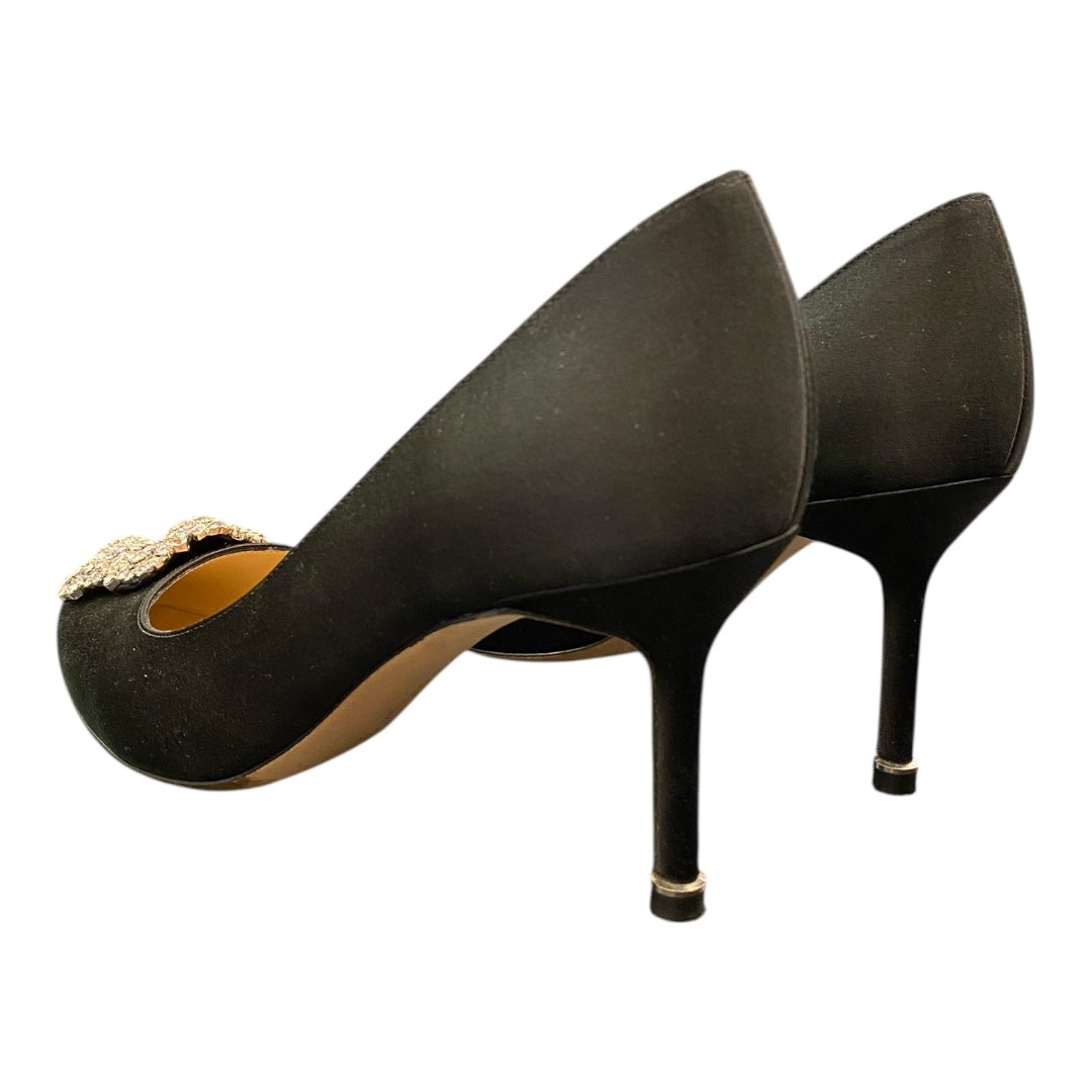 MANOLO BLAHNIK Hangisi 70 Crystal-Embellished Satin Pumps Size 38