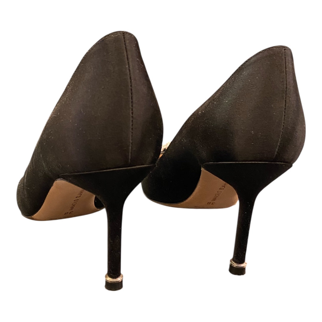 MANOLO BLAHNIK Hangisi 70 Crystal-Embellished Satin Pumps Size 38