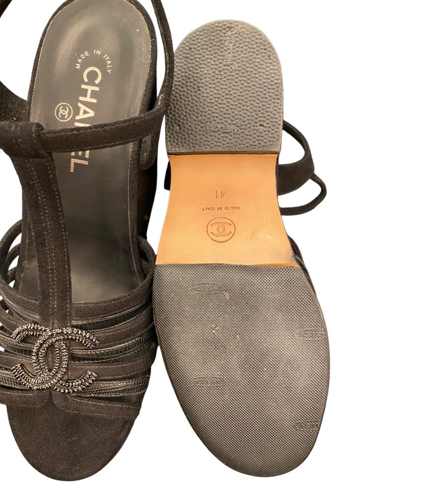 CHANEL Wegde Sandals Size 41
