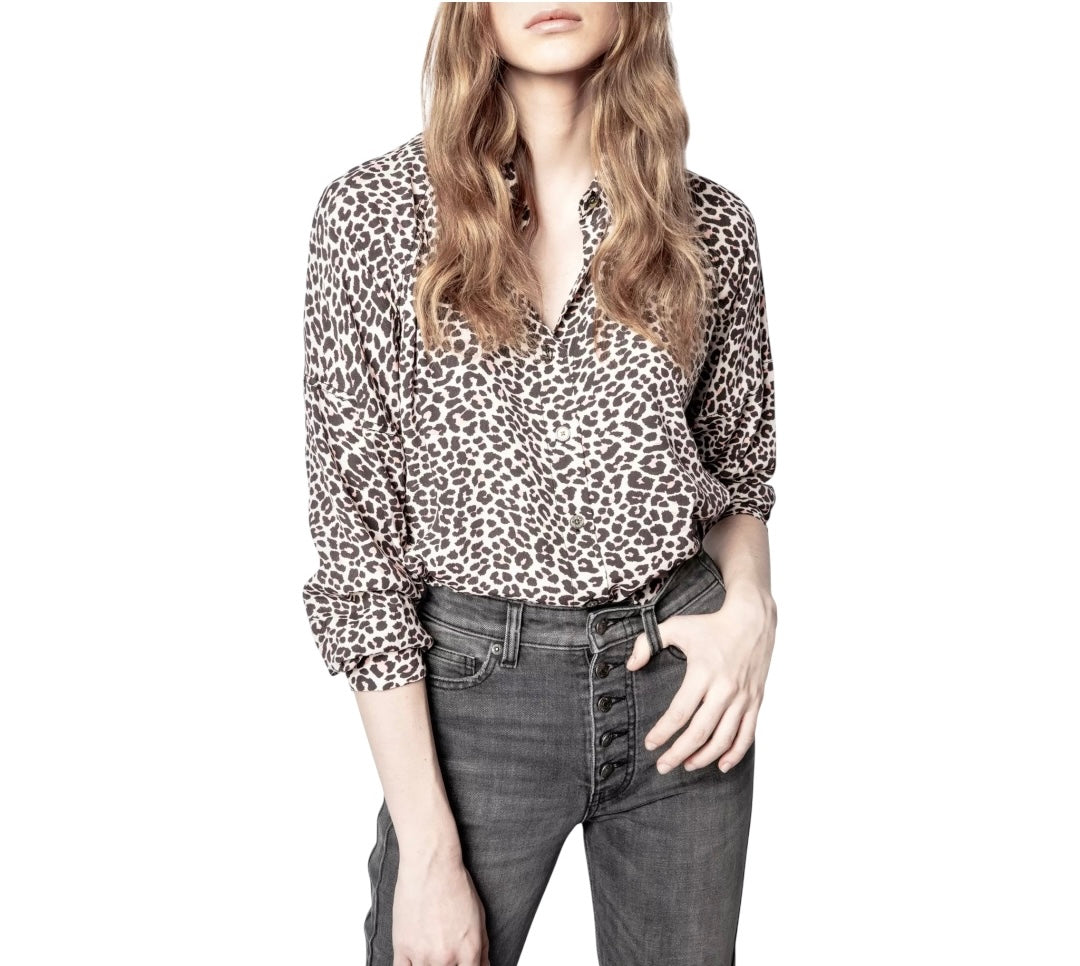 ZADIG & VOLTAIRE Leopard-Print Blouse Size M