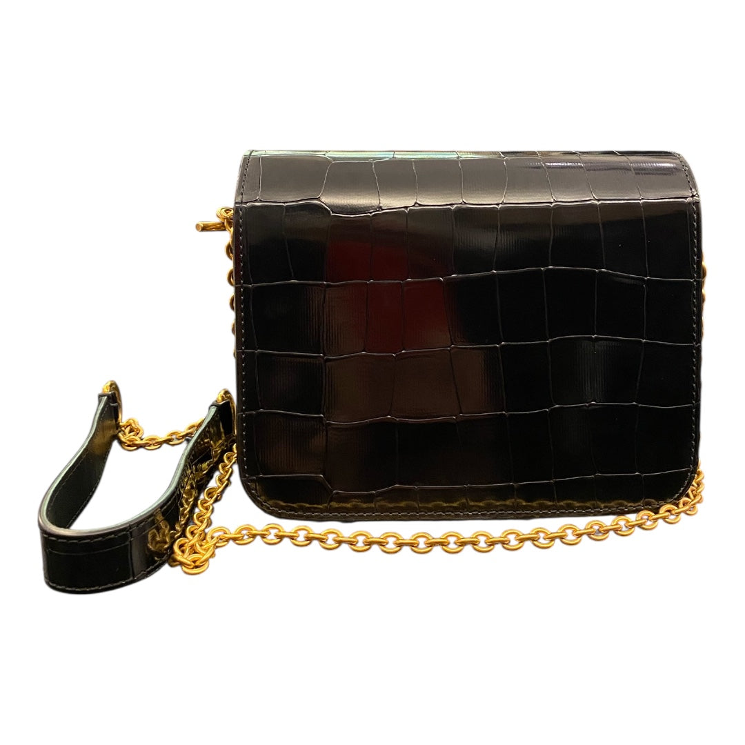 MULBERRY Small Clifton in Black Polished Embossed Croc Printed Leather
