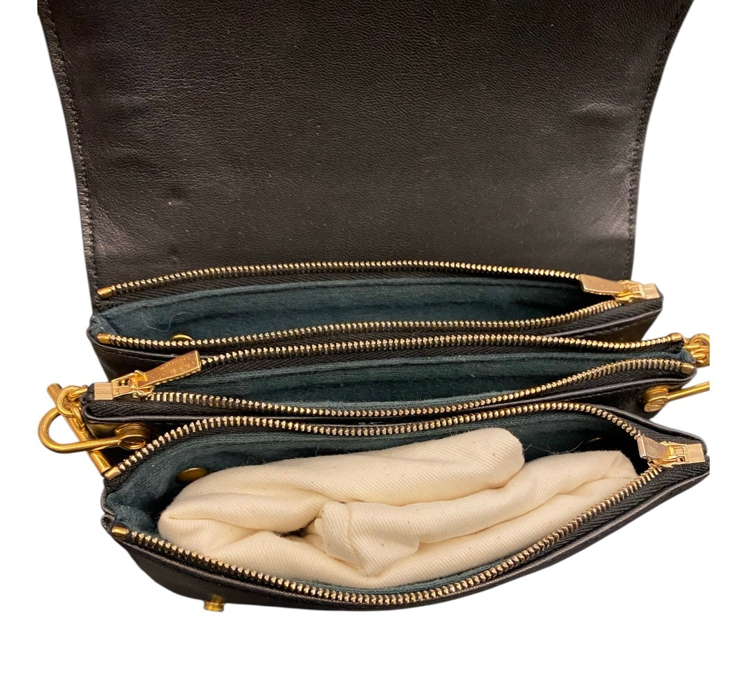 MULBERRY Small Clifton in Black Polished Embossed Croc Printed Leather