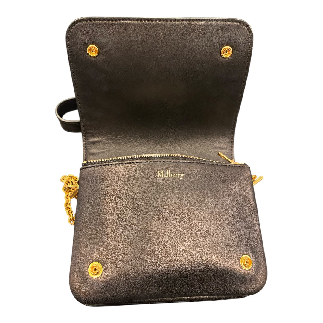 MULBERRY Small Clifton in Black Polished Embossed Croc Printed Leather