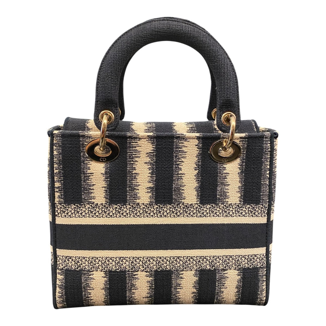 CHRISTIAN DIOR Canvas Medium D-Stripes Lady D-Lite in Blue