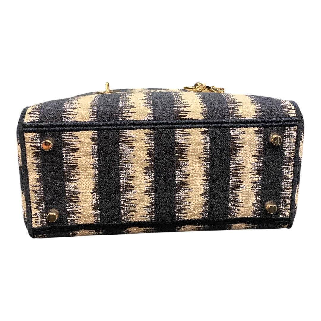CHRISTIAN DIOR Canvas Medium D-Stripes Lady D-Lite in Blue