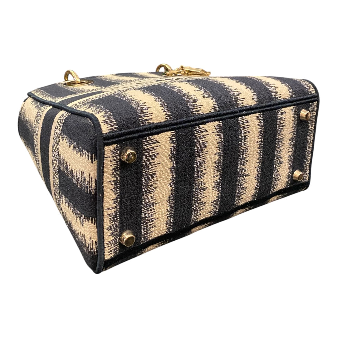 CHRISTIAN DIOR Canvas Medium D-Stripes Lady D-Lite in Blue