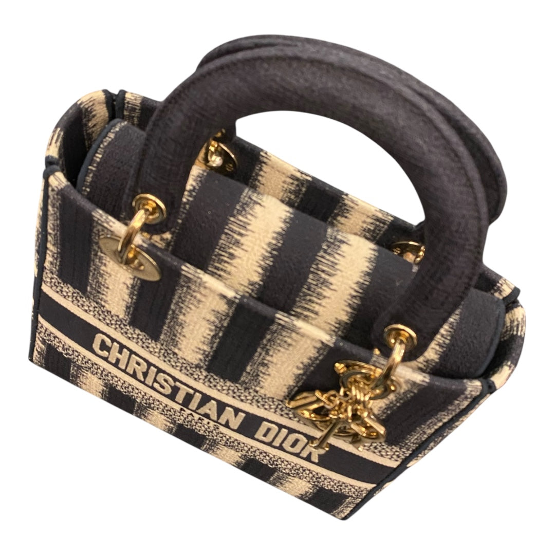 CHRISTIAN DIOR Canvas Medium D-Stripes Lady D-Lite in Blue