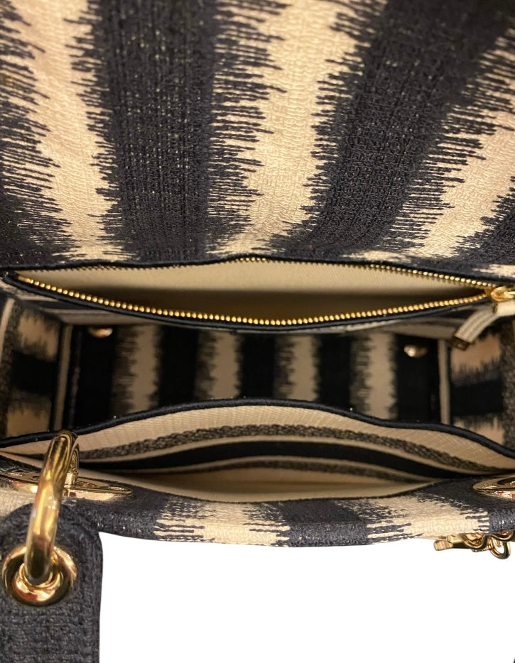 CHRISTIAN DIOR Canvas Medium D-Stripes Lady D-Lite in Blue