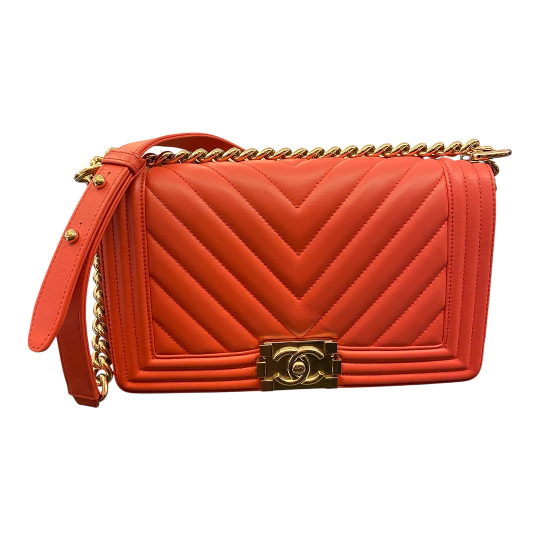 CHANEL Chevron Boy Medium Red Bag