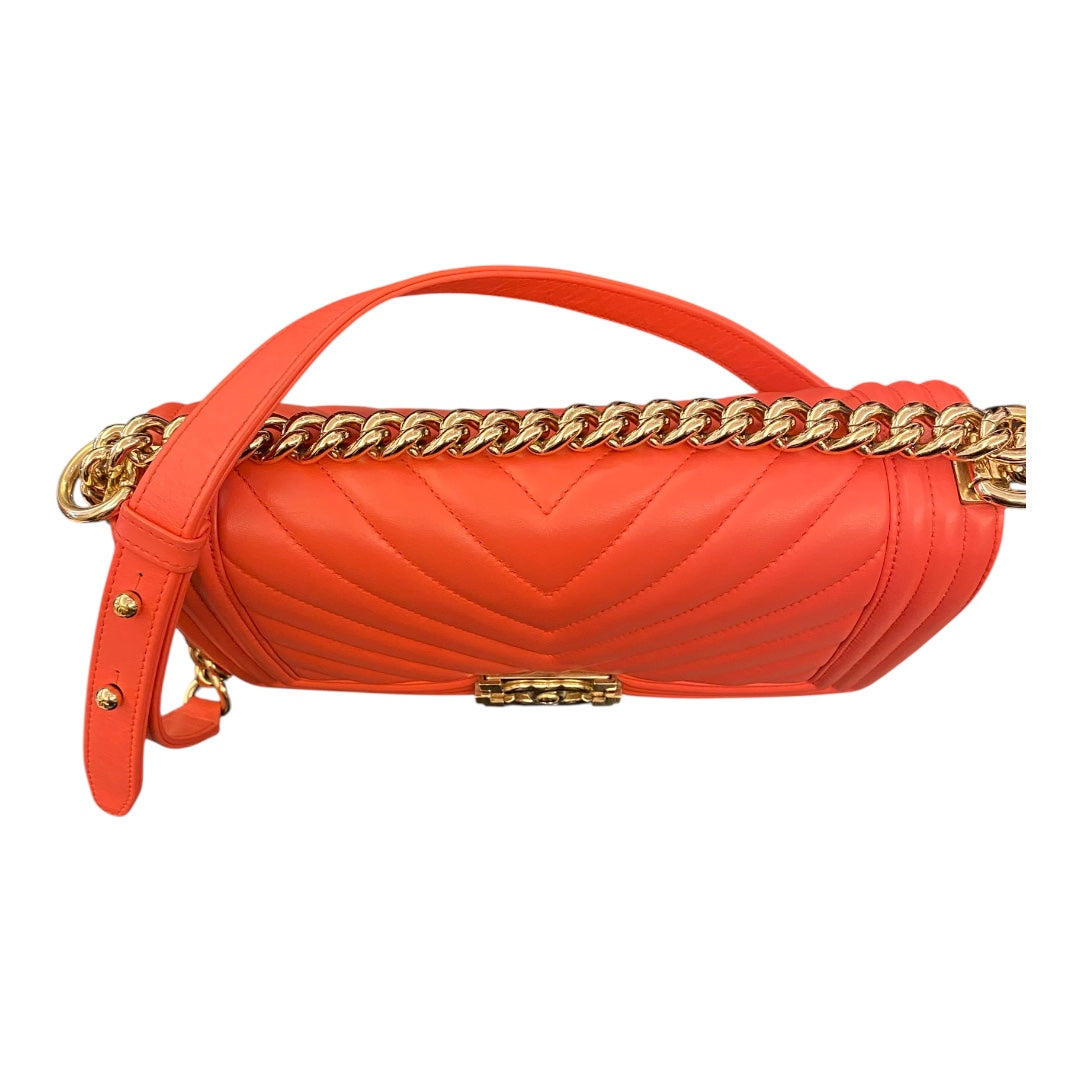 CHANEL Chevron Boy Medium Red Bag