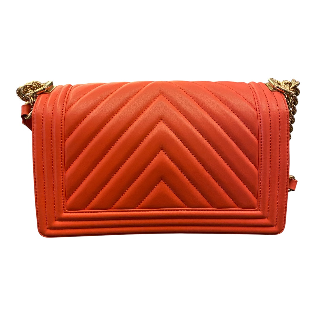 CHANEL Chevron Boy Medium Red Bag