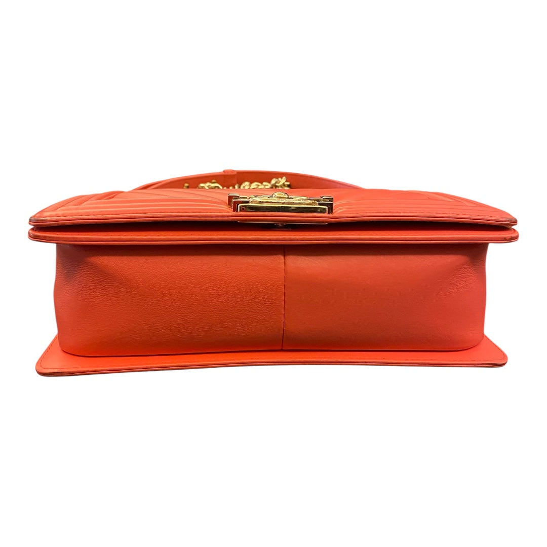 CHANEL Chevron Boy Medium Red Bag