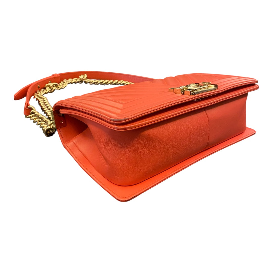 CHANEL Chevron Boy Medium Red Bag