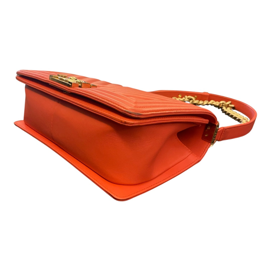 CHANEL Chevron Boy Medium Red Bag