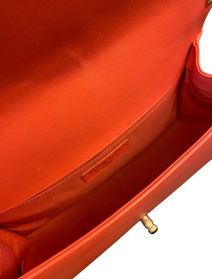 CHANEL Chevron Boy Medium Red Bag