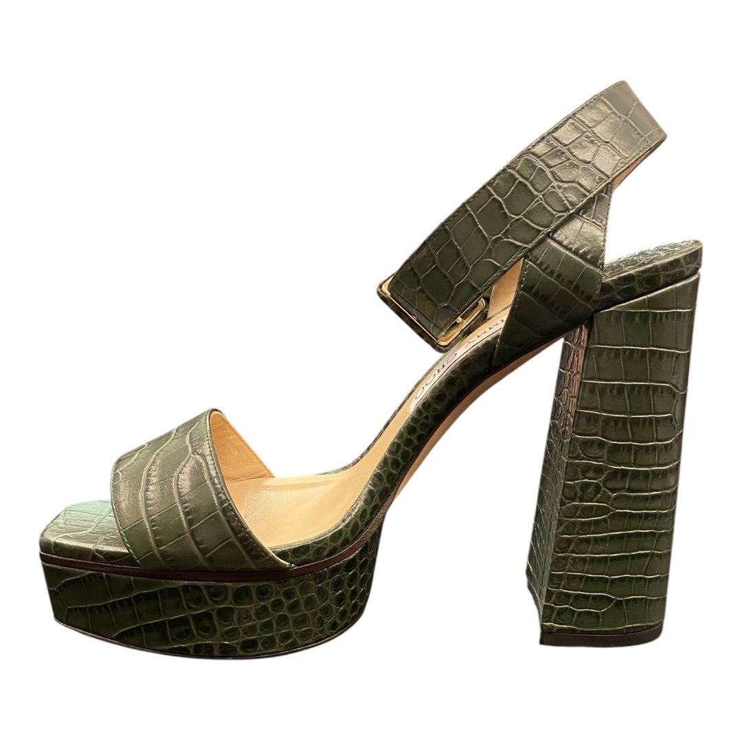 JIMMY CHOO Leather Platform Sandal Size 39