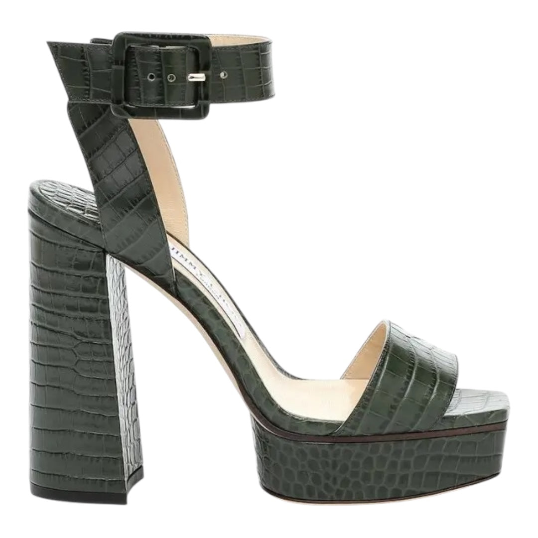 JIMMY CHOO Leather Platform Sandal Size 39