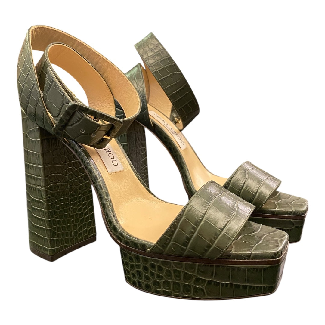 JIMMY CHOO Leather Platform Sandal Size 39