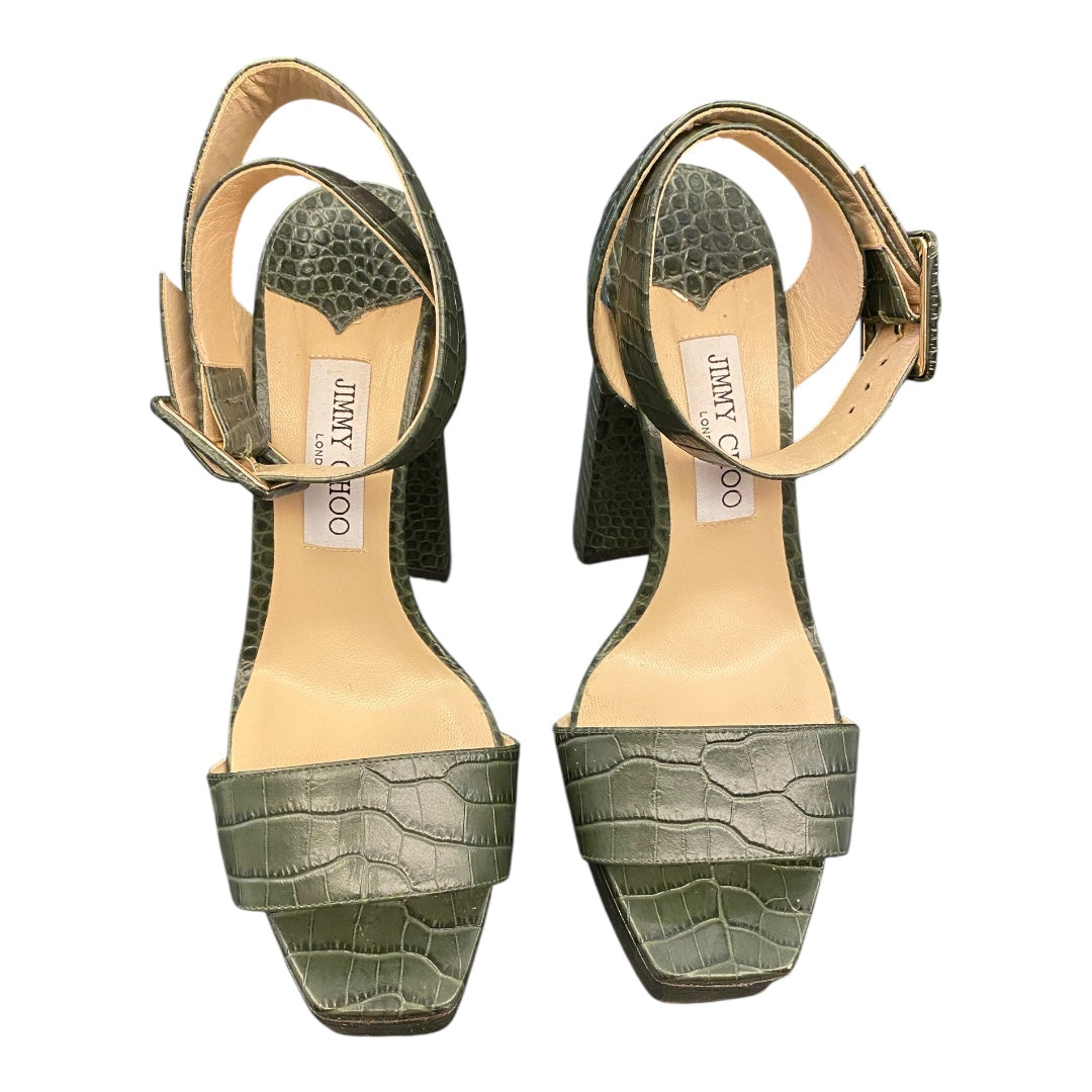 JIMMY CHOO Leather Platform Sandal Size 39