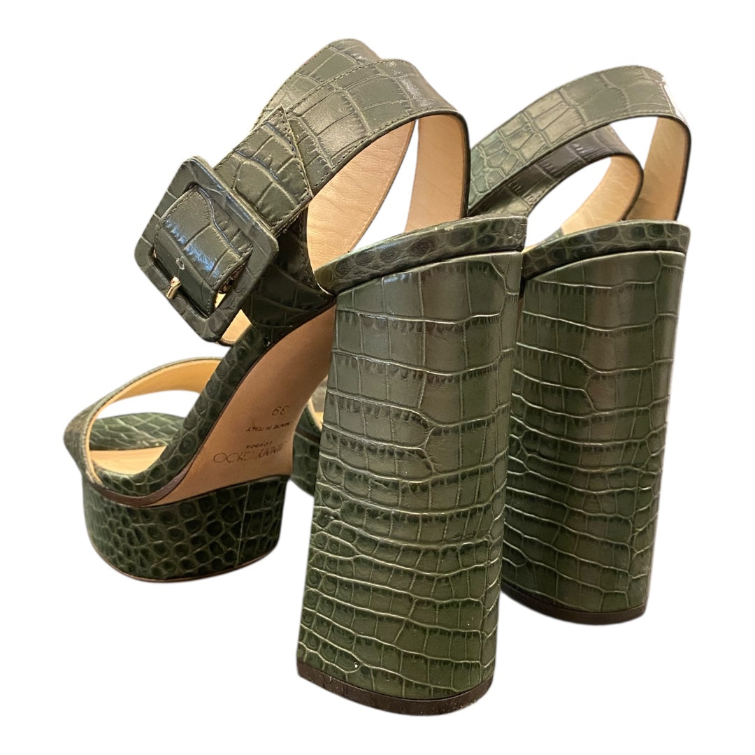JIMMY CHOO Leather Platform Sandal Size 39