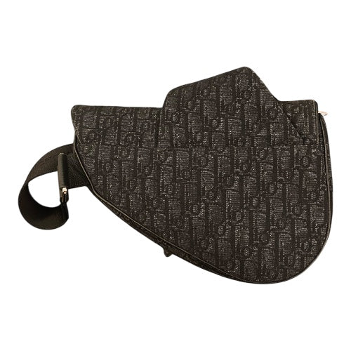 CHRISTIAN DIOR Black Oblique Jacquard Saddle Bag