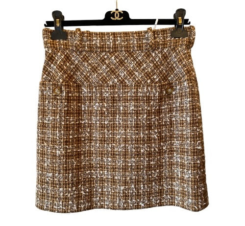 CHANEL Tweed Beige Skirt Size Fr 38