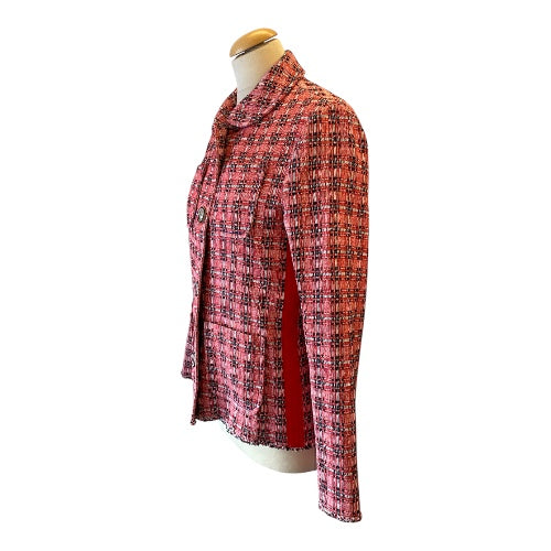 MARNI Plaid Tweed Red Jacket Size It 40