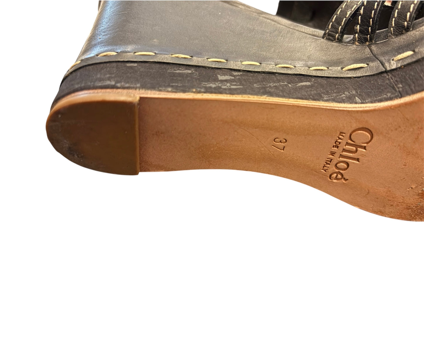 CHLOÉ Wedge Sandals Black Size 37